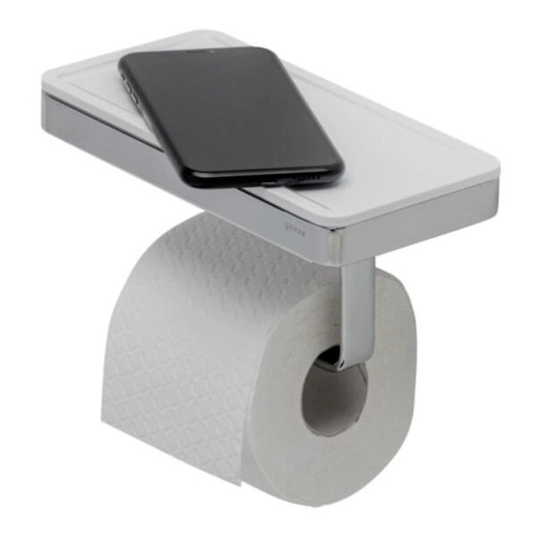 Toilettenpapierhalter mit Ablage Frame, Weiß / Chrom