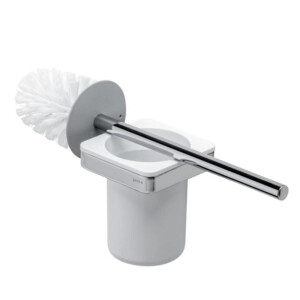 Toilettenbürste mit Halter (weißer Bürstenkopf) Frame, Weiß / Chrom