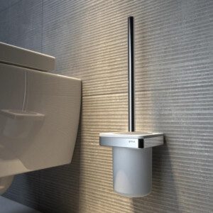 Toilettenbürste mit Halter (weißer Bürstenkopf) Frame, Weiß / Chrom