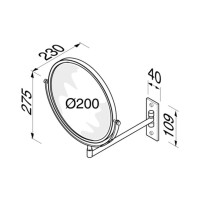 Rasier- und Kosmetikspiegel 1-armig, 3-fach-Vergrößerung, ø 200 mm  Mirror, Chrom