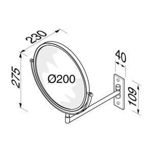 Rasier- und Kosmetikspiegel 1-armig, 3-fach-Vergrößerung Mirror, Schwarz
