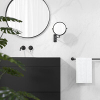 Rasier- und Kosmetikspiegel 1-armig, 3-fach-Vergrößerung Mirror, Schwarz
