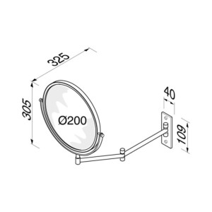 Rasier- und Kosmetikspiegel 2-armig, 3-fach-Vergrößerung, ø 200 mm  Mirror, Chrom