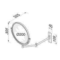 Rasier- und Kosmetikspiegel 2-armig, 5-fach-Vergrößerung, ø 200 mm  Mirror, Chrom