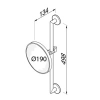 Rasier- und Kosmetikspiegel auf Wandstange, 3-fach-Vergrößerung, ø 190 mm  Mirror, Chrom