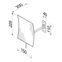 Rasier- und Kosmetikspiegel 1-armig, 3-fach-Vergrößerung, 150 x 225 mm  Mirror, Chrom