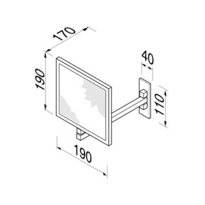 Rasier- und Kosmetikspiegel 1-armig, 3-fach-Vergrößerung, 190 x 190 mm  Mirror, Chrom