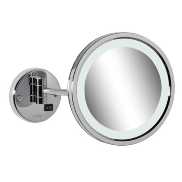 LED Rasier- und Kosmetikspiegel 1-armig, 3-fache Vergrößerung, ø203 mm Mirror, Chrom