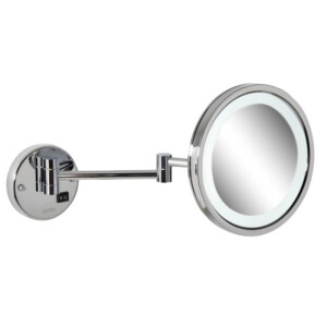 LED Rasier- und Kosmetikspiegel 2-armig, 3-fache Vergrößerung, ø215 mm Mirror, Chrom