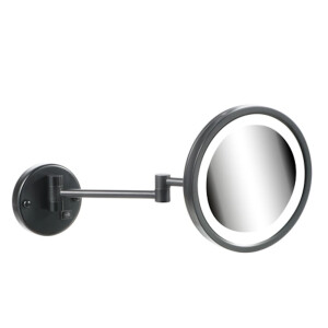 LED Rasier- und Kosmetikspiegel 2-armig, 3-fache Vergrößerung, ø215 mm Mirror, Schwarz