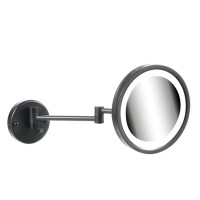 LED Rasier- und Kosmetikspiegel 2-armig, 3-fache Vergrößerung, ø215 mm Mirror, Schwarz