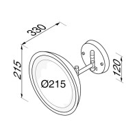 LED Rasier- und Kosmetikspiegel 2-armig, 3-fache Vergrößerung, ø215 mm Mirror, Schwarz