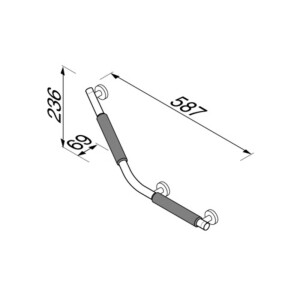 Haltegriff 135° - Linkshändig (inklusive Anti-Rutsch-Griff) Comfort & Safety, Chrom