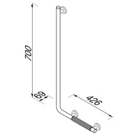 Haltegriff 90° - Linkshändig (inklusive Anti-Rutsch-Griff) Comfort & Safety, Chrom
