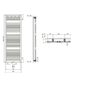 Badheizkörper Line Pro, 600 x 1775 mm, Schwarz-matt