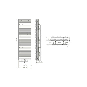 Badheizkörper Line Plus, 600 x 1775 mm, Graphit-Schwarz