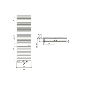 Badheizkörper Line Two, 600 x 1770 mm, weiß