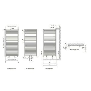 Elektro-Badheizkörper Line, 600 x 1775 mm, weiß werkseitig befüllt inkl. Heizstab 4 Light u. Fernregler