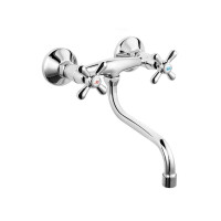 Retro Wand-Waschtischarmatur, Auslauf 17 cm
