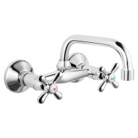 Retro Wand-Waschtischarmatur, Auslauf 18 cm