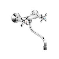 Retro Wand-Waschtischarmatur, Auslauf 18 cm
