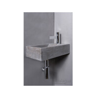 Naturstein-Handwaschbecken Venetia Bluestone, matt geschliffen, 40 x 22 x 10 cm, mit Hahnloch