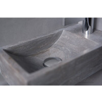 Naturstein-Handwaschbecken Venetia Bluestone, matt geschliffen, 40 x 22 x 10 cm, mit Hahnloch