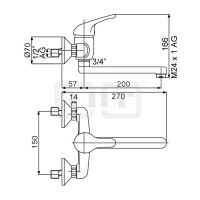 DIBLtech Einhebel-Spültisch-Wandbatterie, mit schwenkbarem Profilauslauf - Ausladung 200 mm