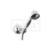 DIBLfit Brauseset mit Nostalgie-Messing-Einstrahl-Handbrause, Nostalgie-Wandbrausehalter und Metallbrauseschlauch 1250 mm