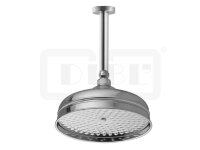 DIBLfit Runde Nostalgie-Messing-Regenkopfbrause Ø 220 mm x 85 mm, mit massivem Messing-Deckenanschlussarm