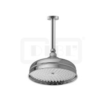 DIBLfit Runde Nostalgie-Messing-Regenkopfbrause Ø 220 mm x 85 mm, mit massivem Messing-Deckenanschlussarm