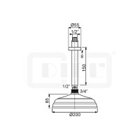 DIBLfit Runde Nostalgie-Messing-Regenkopfbrause Ø 220 mm x 85 mm, mit massivem Messing-Deckenanschlussarm