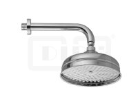 DIBLfit Runde Nostalgie-Messing-Regenkopfbrause Ø 220 mm x 85 mm, mit massivem 90°-Messing-Wandanschlussarm