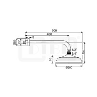 DIBLfit Runde Nostalgie-Messing-Regenkopfbrause Ø 220 mm x 85 mm, mit massivem 90°-Messing-Wandanschlussarm
