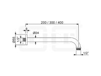 DIBLfit Massiver 90°-Messing-Wandanschlussarm, Ausladung 200 mm