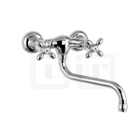 DIBLstil Retro Zweigriff-Spültisch-Wandbatterie, Auslauflänge 180 mm