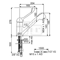 DIBL Medizinische -Spültischbatterie, mit Spezial-Metall-Griffhebel, mit Auszugbrause