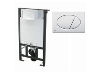 WC-Vorwandelement 1000 mm mit Dr&uuml;ckerplatte M70 wei&szlig;