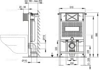 WC-Vorwandelement 850mm zur Eckmontage mit Dr&uuml;ckerplatte M70 wei&szlig;