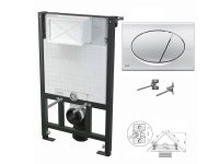 WC-Vorwandelement 850mm zur Eckmontage mit Drückerplatte M71 chrom-glanz