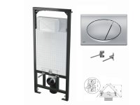 WC-Vorwandelement 1200mm zur Eckmontage mit Dr&uuml;ckerplatte M72 chrom-matt