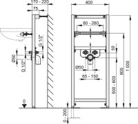 Vorwandmontage-Element Höhe 1000mm für Waschbecken