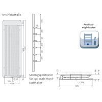 Badheizkörper  SOFTCUBE, 570 x 1800 mm, weiss matt, Glasfront weiß