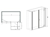 Dreh-Nischen-Duscht&uuml;r 150 cm+Seitenwand, Anschlag links