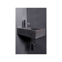 Naturstein-Handwaschbecken Venetia Bluestone, matt geschliffen, 40 x 22 x 10 cm, mit Hahnloch