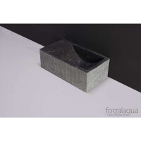 Naturstein-Handwaschbecken Venetia XS Bluestone, gemeisselt, 29 x 16 x 10 cm, ohne Hahnloch