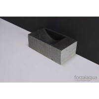 Naturstein-Handwaschbecken Venetia XS Bluestone, gemeisselt, 29 x 16 x 10 cm, mit Hahnloch rechts