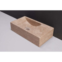 Naturstein-Handwaschbecken Venetia XS Travertin, matt geschliffen, 29 x 16 x 10 cm, ohne Hahnloch