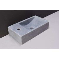 Naturstein-Handwaschbecken Venetia XS Marmor, matt geschliffen, 29 x 16 x 10 cm, mit Hahnloch links
