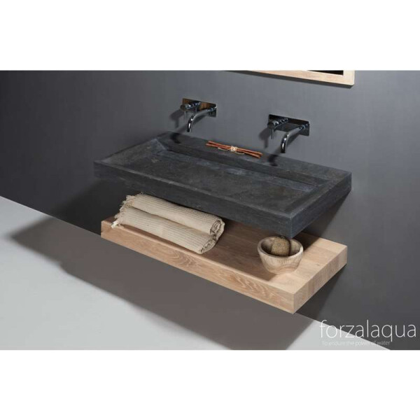 Naturstein-Waschtisch BELLEZZA Bluestone, matt geschliffen, 120,5 x 51,5 x 9 cm, ohne Hahnloch